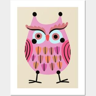 Pink Owl Posters and Art